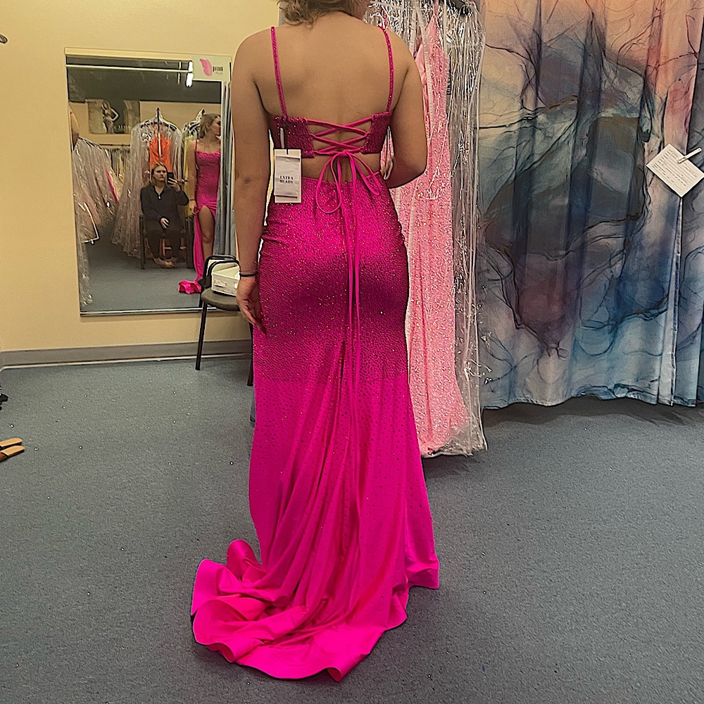 Hot pink prom dress